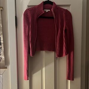 American Eagle Outfitters Ribbed Red Cardigan